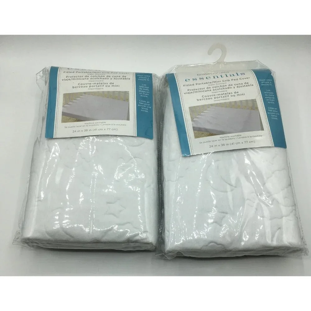 Koala Baby Essentals Fitted Portable/Mini Crib Pad Cover 2 Pkgs NEW